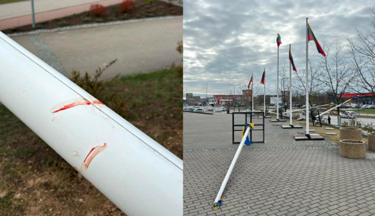 У Литві вандали повалили флагштоки з прапорами України