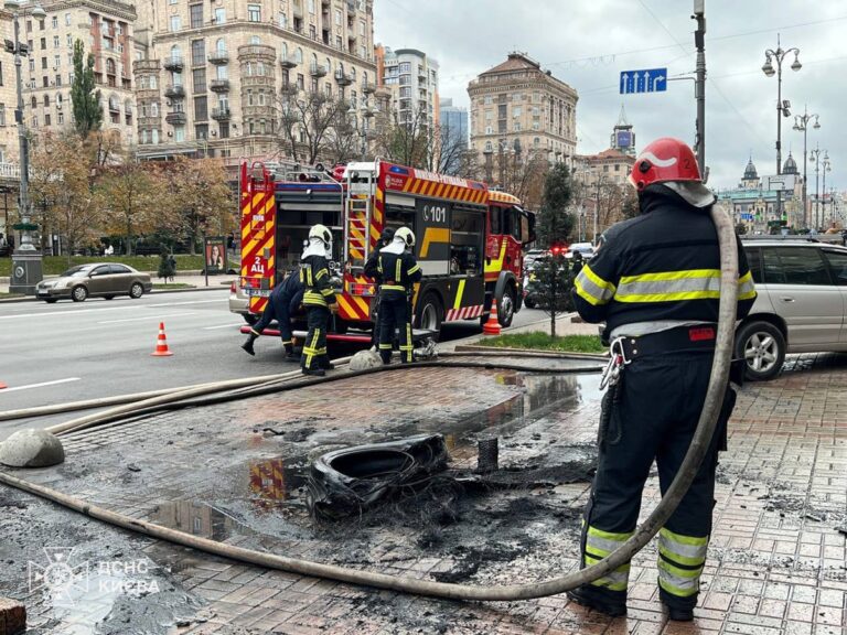 У Києві біля будівлі КМДА чоловік підпалив шини