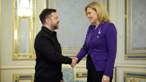 Спілкування Володимира Зеленського та Президентки Бундестагу Німеччини Юлії Кльокнер з медіа