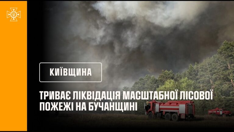 Київщина: триває ліквідація масштабної лісової пожежі на Бучанщині