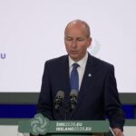 Президент України Володимир Зеленський і Прем’єр-міністр Ірландії Мікхол Мартін спілкуються з медіа